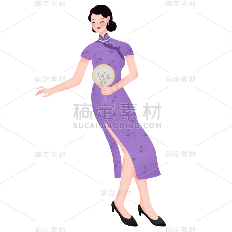 中国风-人物插画-民国女性