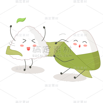 端午节可爱手绘矢量插画-粽子