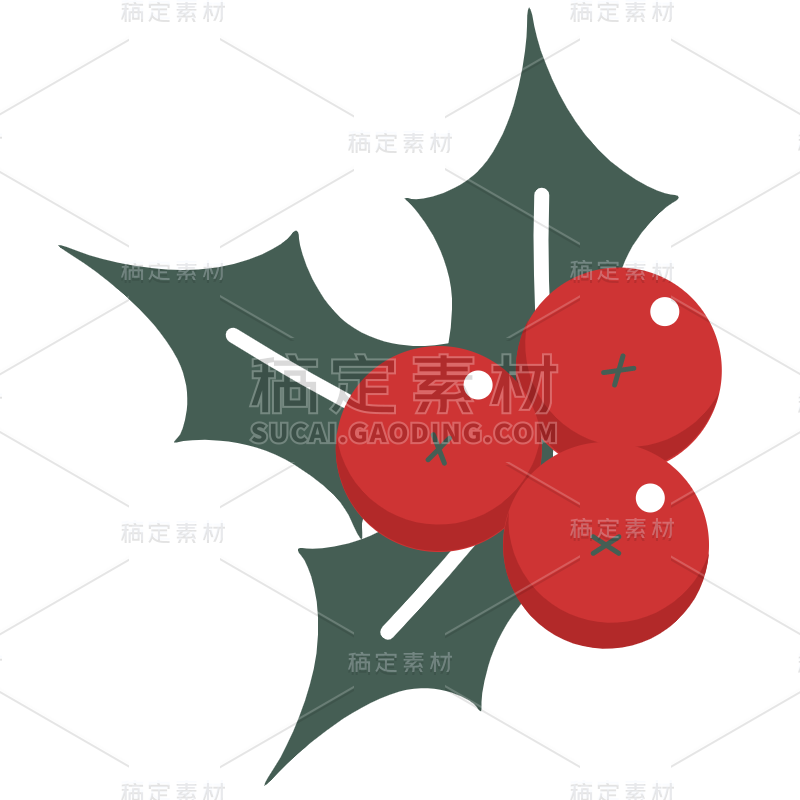 矢量圣诞节冬天氛围贴纸-果子