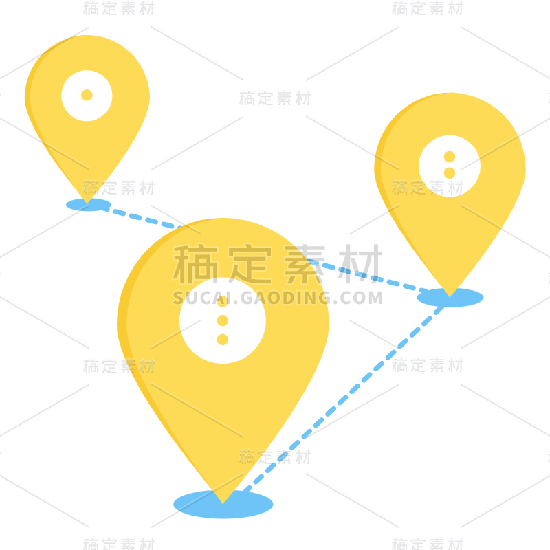 黄色手绘几何扁平地图导航定位图标