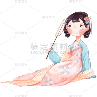 手绘-中国风汉服人物插画贴纸1
