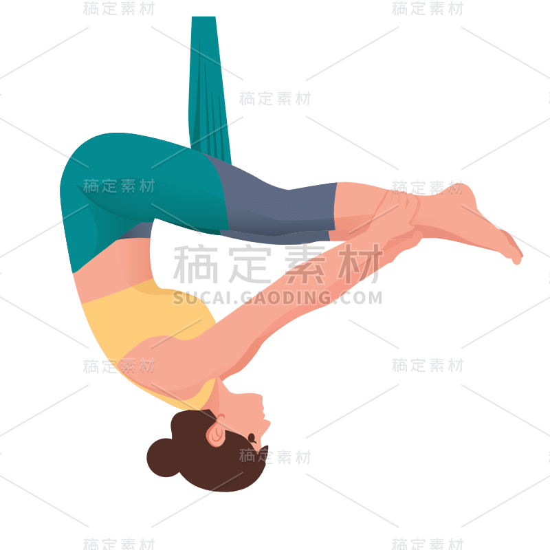 扁平风空中瑜伽运动人物8