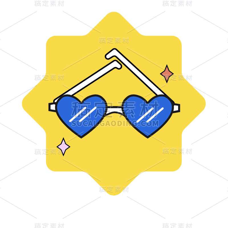 卡通风多彩装饰贴纸-svg-眼镜