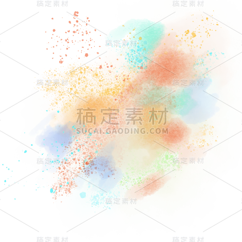 手绘-水彩渲染色块基础装饰元素15