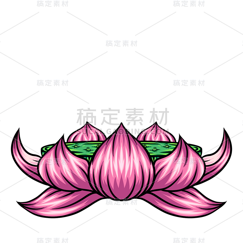 春节国潮风手绘插画贴纸-荷花