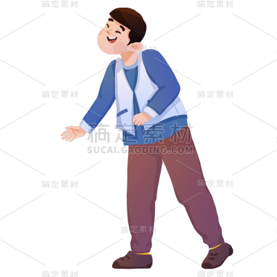 手绘肌理-人物插画贴纸-男孩4