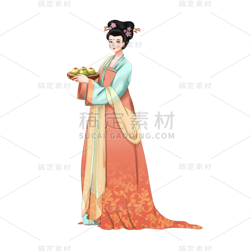 中国风-手绘人物插画-古风女性