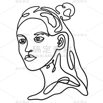 简约抽象人像素描-女