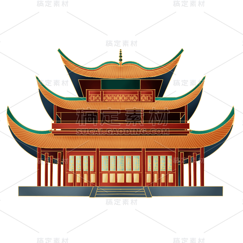 中国风-国潮特色建筑插画2