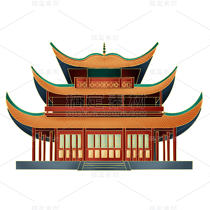 中国风-国潮特色建筑插画2