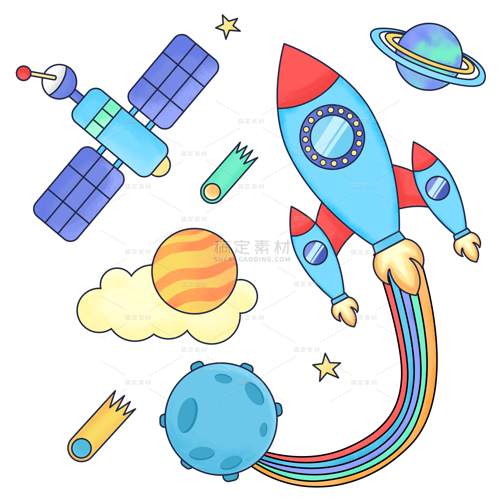 手绘-街头涂鸦太空元素