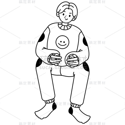 手绘-线条简笔画元素-男人1