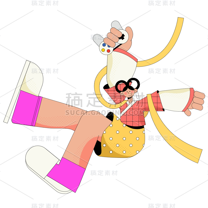 扁平-孟菲斯风七夕人物-SVG-女