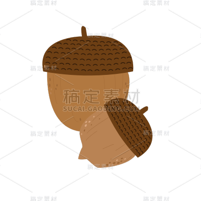 手绘-秋天元素贴纸-松果