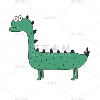 手绘-扁平撞色夸张恐龙动物元素6