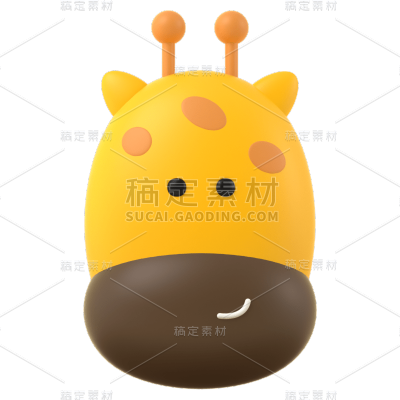 C4D卡通梅花鹿可爱头像贴纸
