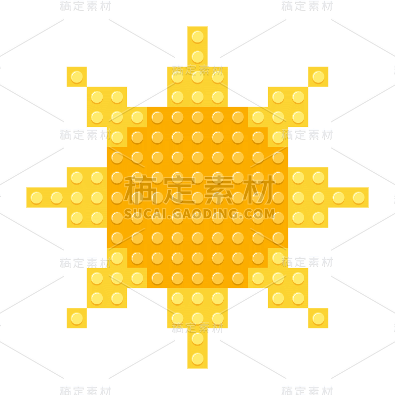 扁平卡通乐高装饰元素贴纸-太阳