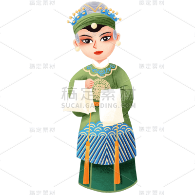 手绘-京剧人物元素常规贴纸