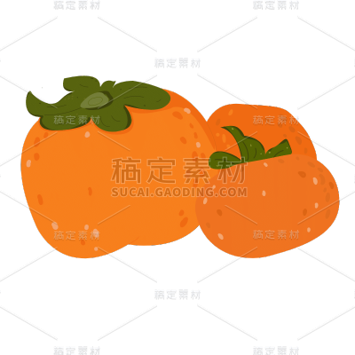 手绘-秋天元素贴纸-橘子
