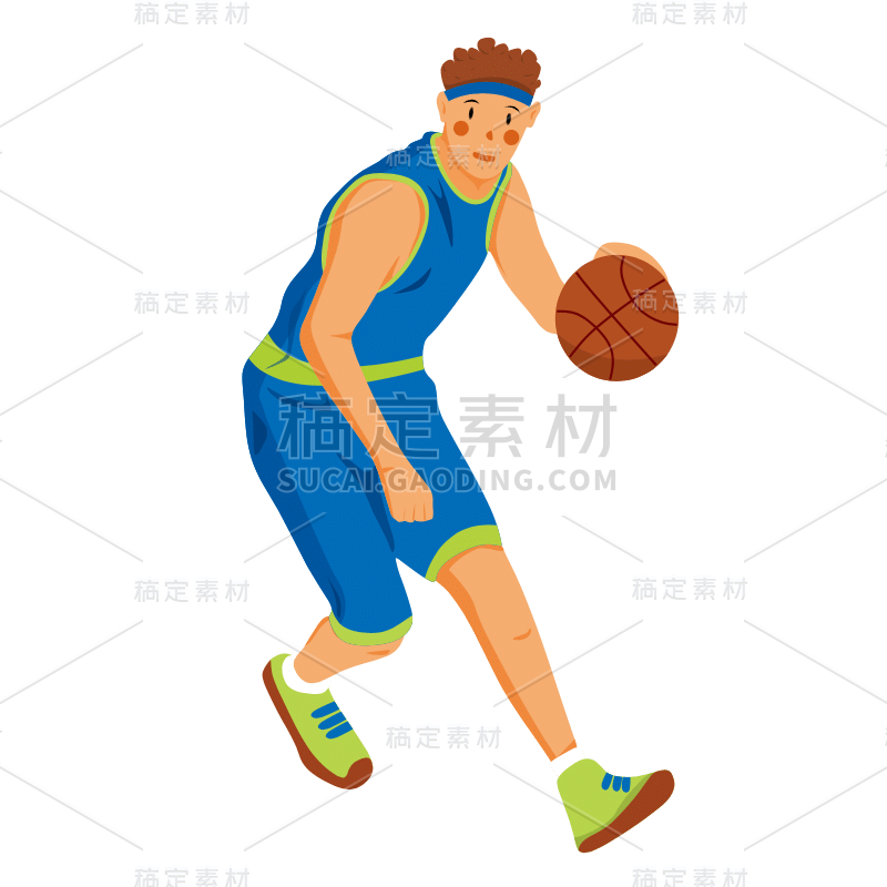 手绘-扁平篮球人物贴纸-SVG2