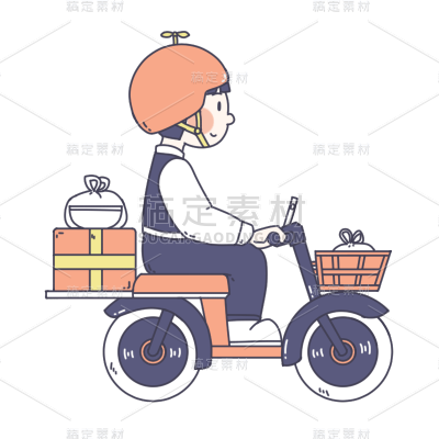 手绘-儿童职业体验人物插画-外卖员
