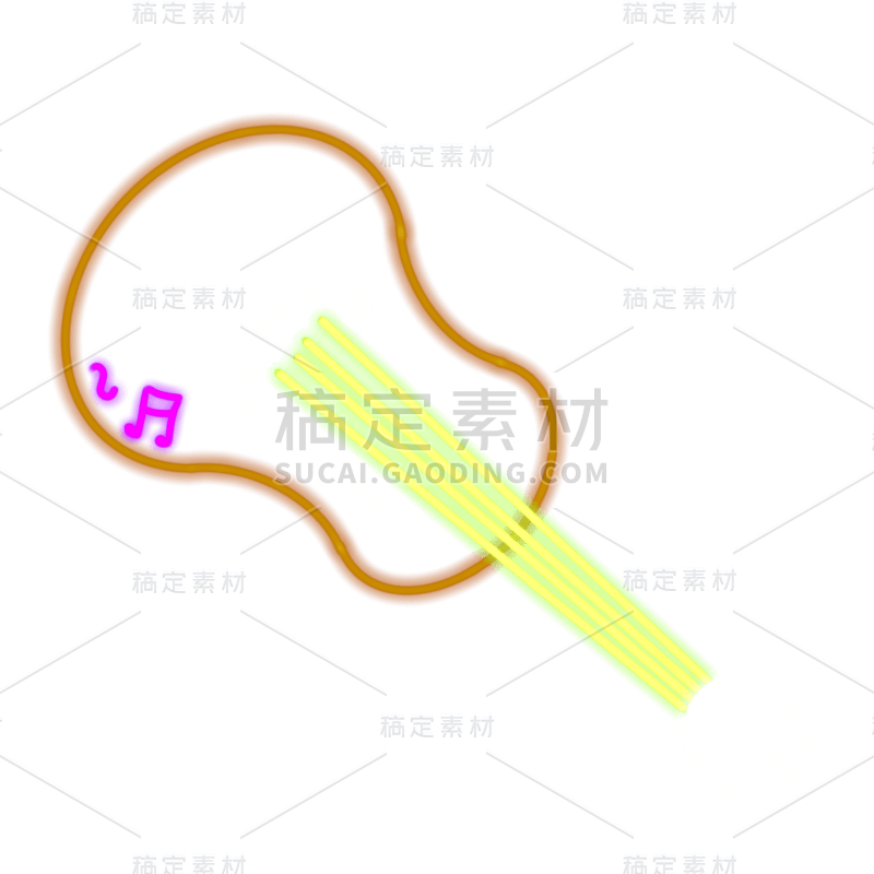 手绘-吉他霓虹灯贴纸-吉他