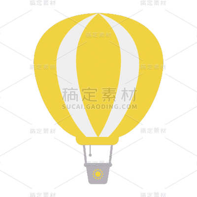 扁平-交通工具元素贴纸-热气球