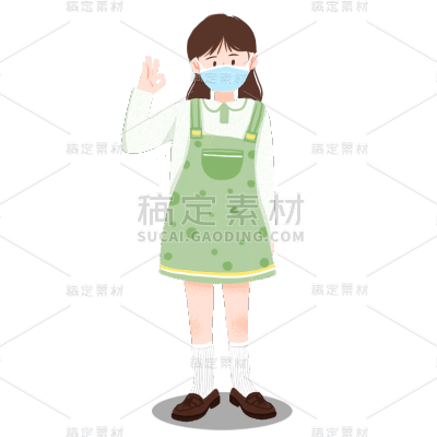 手绘-疫情相关物品贴纸4-少女