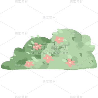 绿色小清新花丛元素
