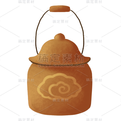 手绘-秋天元素-茶壶