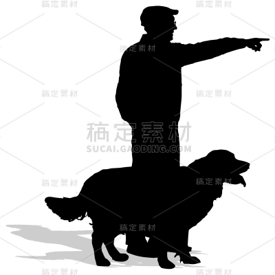 遛狗人物剪影矢量贴纸5