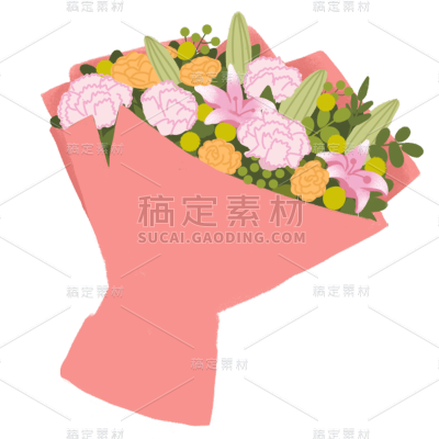温馨家庭场景元素贴纸-花束