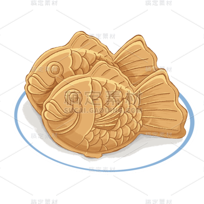 手绘西式小吃贴纸-鱼饼