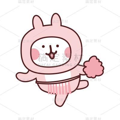 手绘开学季兔子花球元素贴纸
