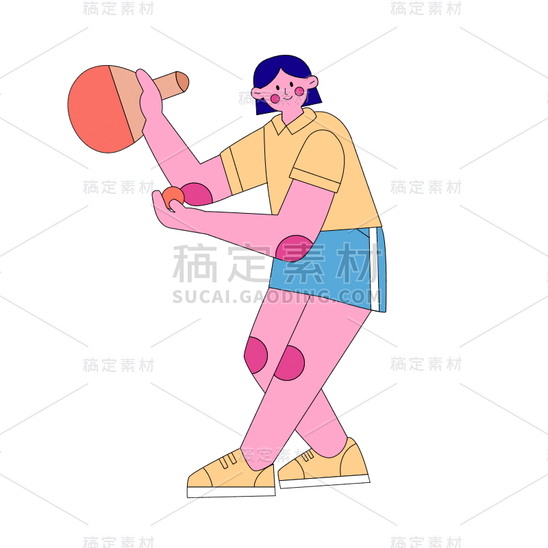 SVG-运动员形象贴纸5-乒乓球