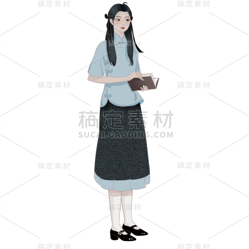 手绘-民国女性人物插画2