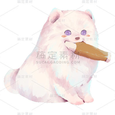 手绘-油画可爱动物元素贴纸-狗1