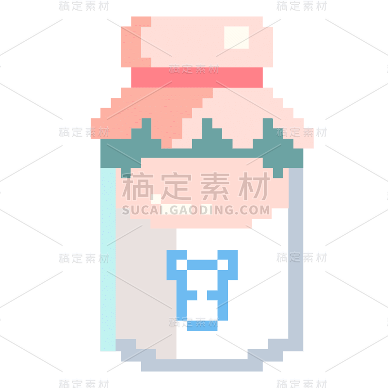 像素风套系贴纸-SVG-牛奶