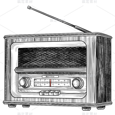 素描-民国生活工具贴纸-收音机