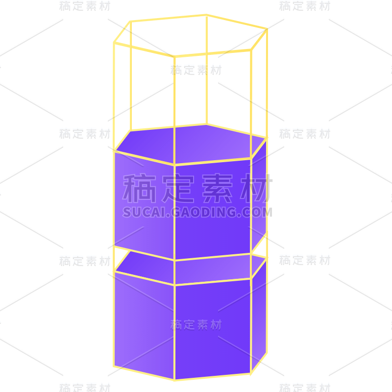 手绘-渐变立体几何贴纸-SVG-