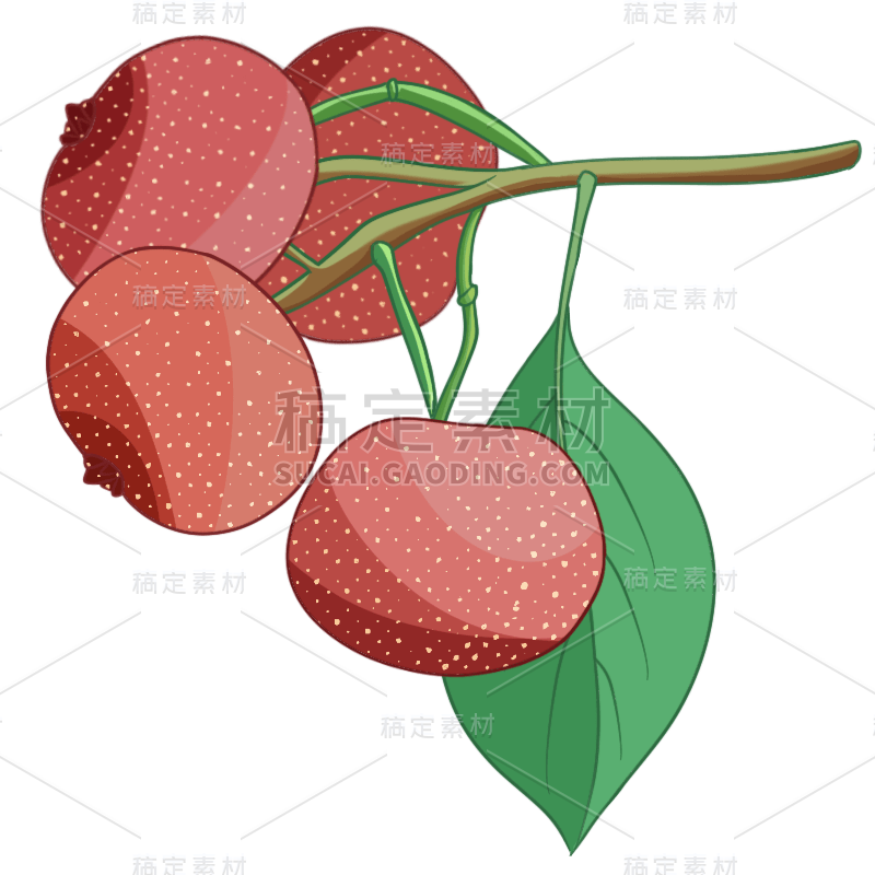 手绘-水果美食元素贴纸-石榴