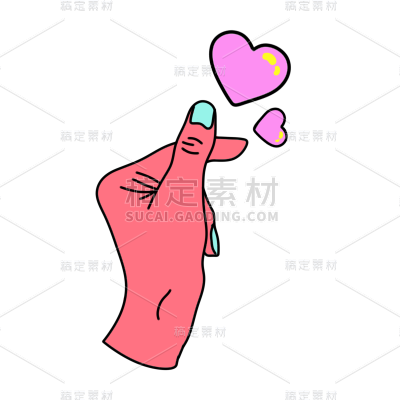 手绘-Y2K表情包元素贴纸-比心