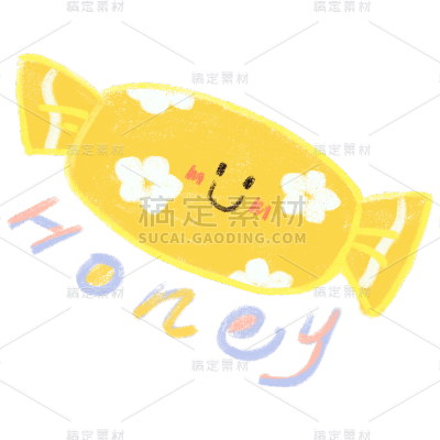 黄色糖果蜡笔简笔画贴纸