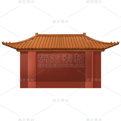 红色屋檐中国风中秋节元素贴纸    