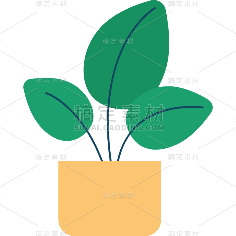 扁平套系素材-植物建筑