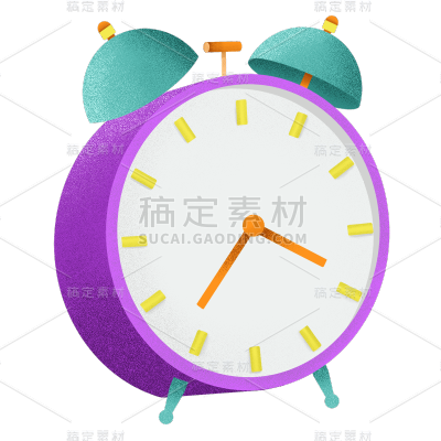 手绘-扁平闹钟侧视图贴纸