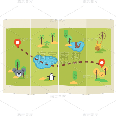 扁平-动物园建筑贴纸-动物园地图
