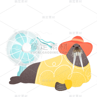 手绘-夏日寒带动物贴纸-海豹