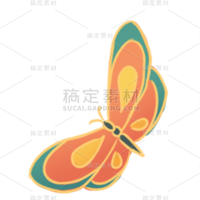 高质量插画-国潮细线白描-蝴蝶