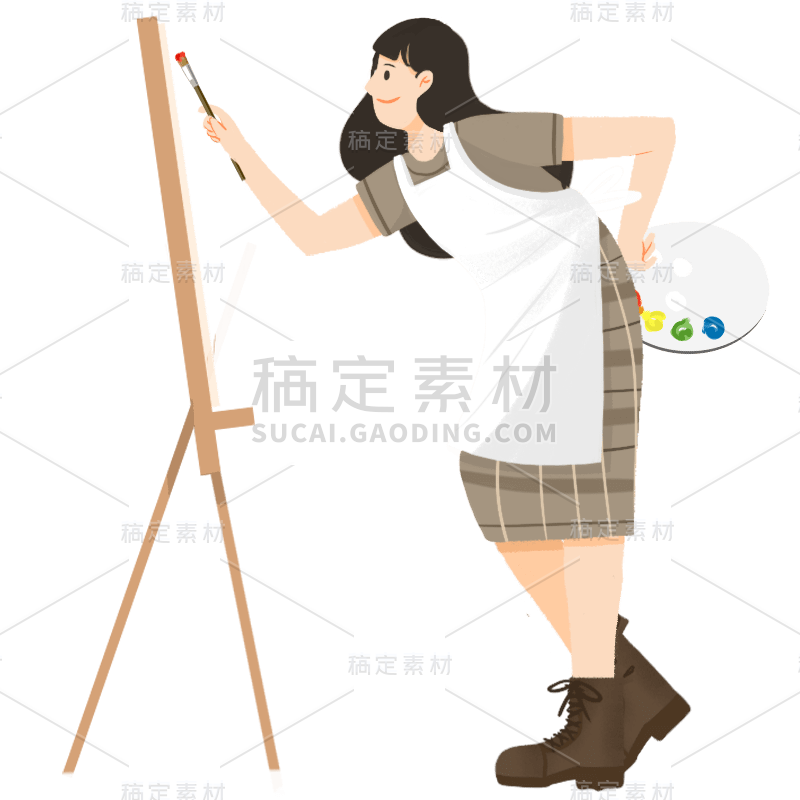 手绘-职业形象人物插画-画家